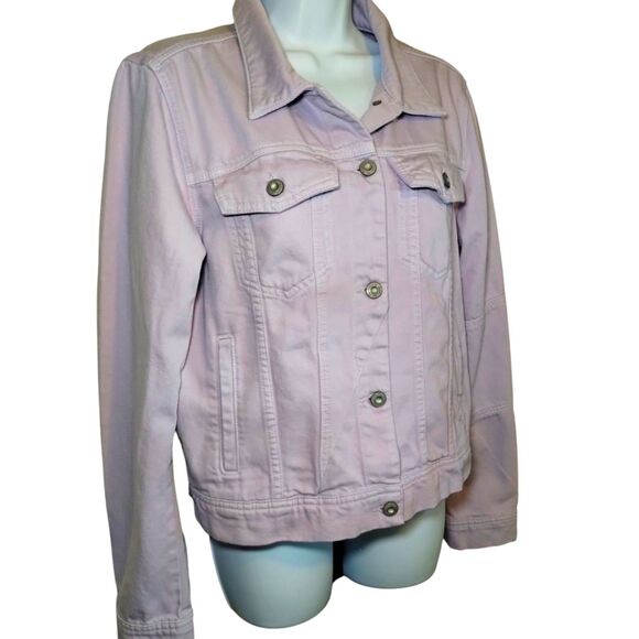 Free People Jean Jacket Womens Lilac Purple Customized Button Front Crop L - Picture 3 of 10